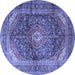 Round Machine Washable Persian Blue Traditional Rug, wshtr3628blu