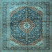 Square Machine Washable Persian Light Blue Traditional Rug, wshtr3628lblu