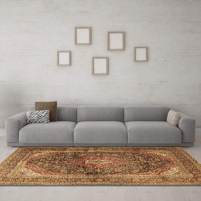 Machine Washable Persian Brown Traditional Rug in a Living Room,, wshtr3628brn