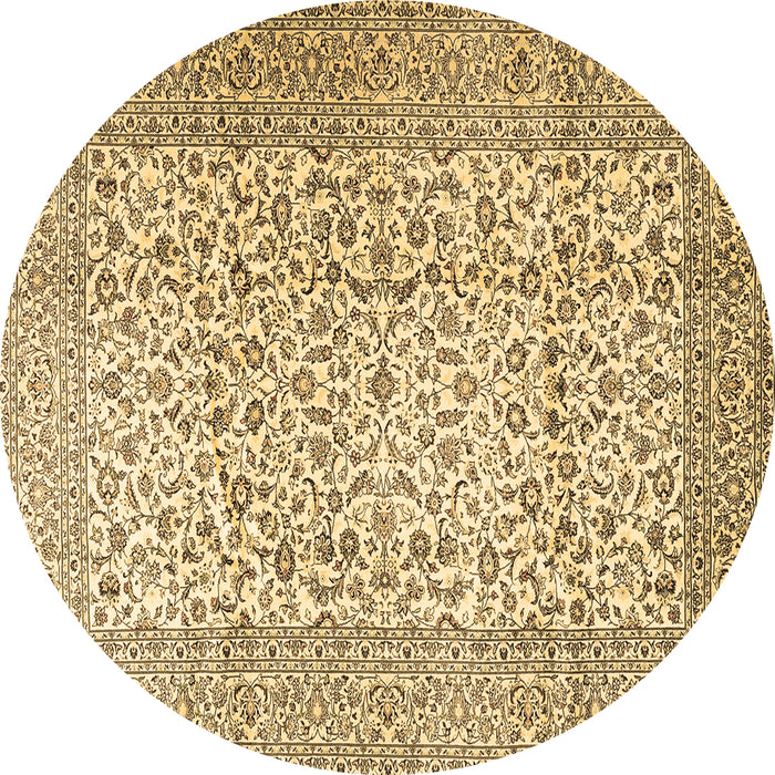 Round Persian Brown Traditional Rug, tr3629brn