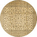 Round Persian Brown Traditional Rug, tr3629brn