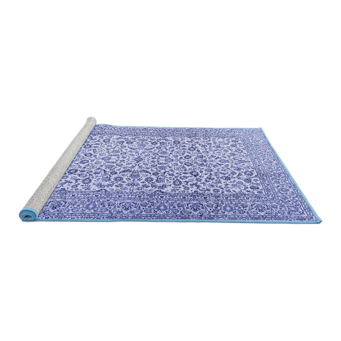 Sideview of Machine Washable Persian Blue Traditional Rug, wshtr3629blu