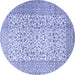 Round Machine Washable Persian Blue Traditional Rug, wshtr3629blu