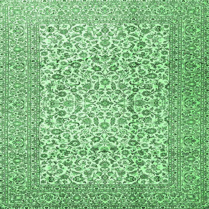 Square Machine Washable Persian Emerald Green Traditional Area Rugs, wshtr3629emgrn