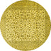 Round Machine Washable Persian Yellow Traditional Rug, wshtr3629yw