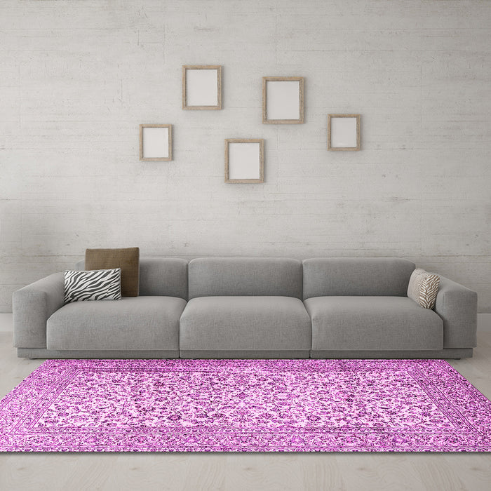 Machine Washable Persian Pink Traditional Rug in a Living Room, wshtr3629pnk