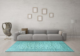 Machine Washable Persian Light Blue Traditional Rug in a Living Room, wshtr3629lblu