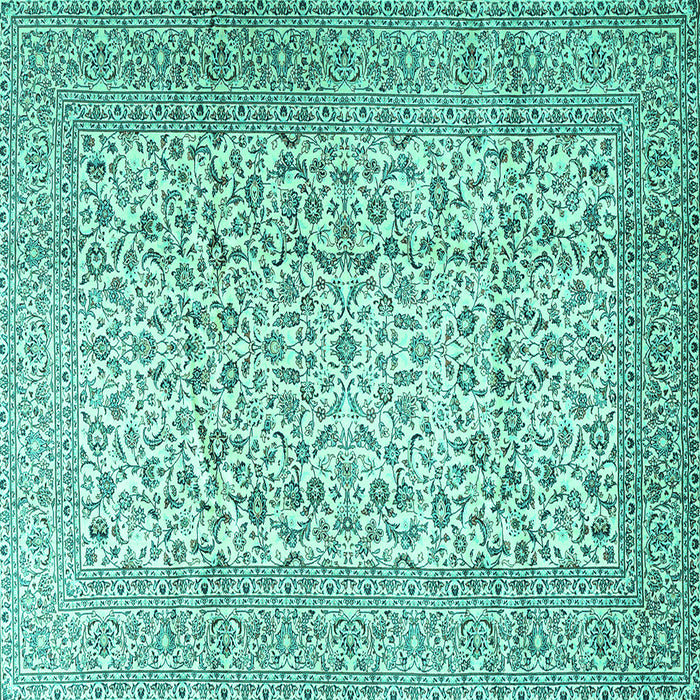 Square Machine Washable Persian Turquoise Traditional Area Rugs, wshtr3629turq