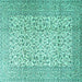 Square Machine Washable Persian Turquoise Traditional Area Rugs, wshtr3629turq