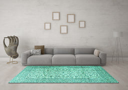Machine Washable Persian Turquoise Traditional Area Rugs in a Living Room,, wshtr3629turq