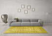 Machine Washable Persian Yellow Traditional Rug in a Living Room, wshtr3629yw