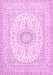 Machine Washable Medallion Pink Traditional Rug, wshtr362pnk