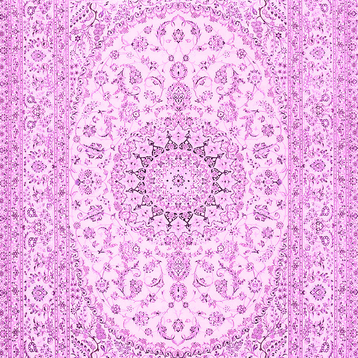 Machine Washable Medallion Pink Traditional Rug, wshtr362pnk