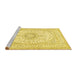 Sideview of Machine Washable Medallion Yellow Traditional Rug, wshtr362yw