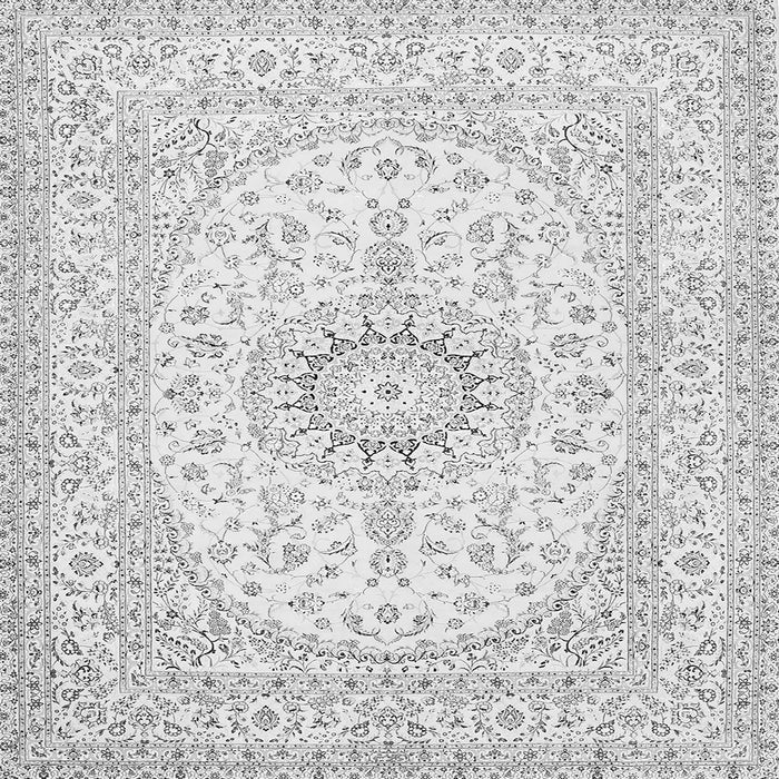 Round Machine Washable Medallion Gray Traditional Rug, wshtr362gry