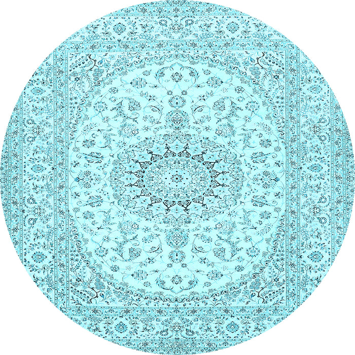 Round Medallion Light Blue Traditional Rug, tr362lblu