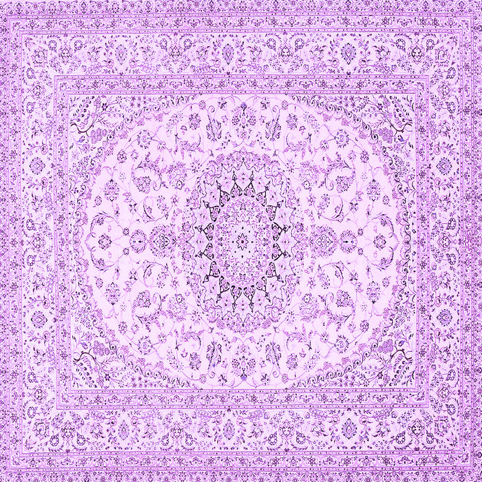 Square Machine Washable Medallion Purple Traditional Area Rugs, wshtr362pur