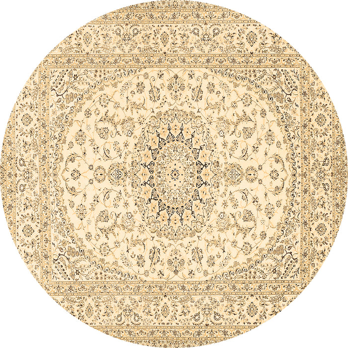 Round Medallion Brown Traditional Rug, tr362brn