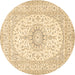 Round Medallion Brown Traditional Rug, tr362brn