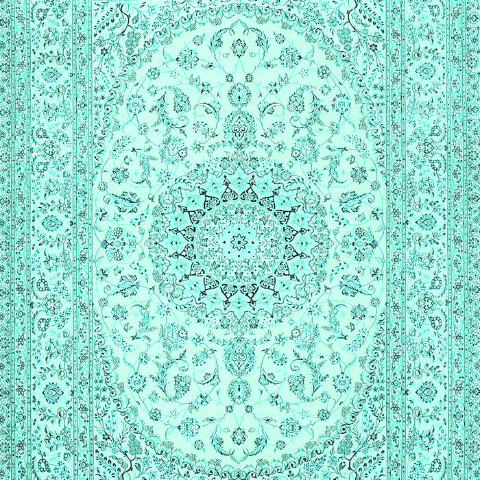 Machine Washable Medallion Turquoise Traditional Area Rugs, wshtr362turq