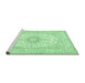 Sideview of Machine Washable Medallion Emerald Green Traditional Area Rugs, wshtr362emgrn