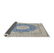 Sideview of Traditional White Gold Medallion Rug, tr363