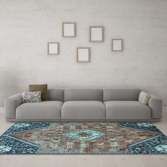 Machine Washable Persian Light Blue Traditional Rug in a Living Room, wshtr3630lblu
