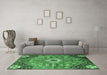 Machine Washable Persian Emerald Green Traditional Area Rugs in a Living Room,, wshtr3630emgrn