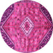 Round Machine Washable Persian Pink Traditional Rug, wshtr3630pnk