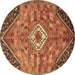 Round Machine Washable Persian Brown Traditional Rug, wshtr3630brn