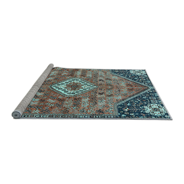 Sideview of Machine Washable Persian Light Blue Traditional Rug, wshtr3630lblu