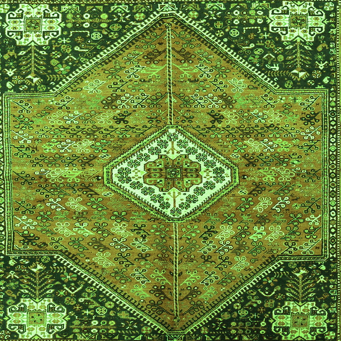 Round Machine Washable Persian Green Traditional Area Rugs, wshtr3630grn