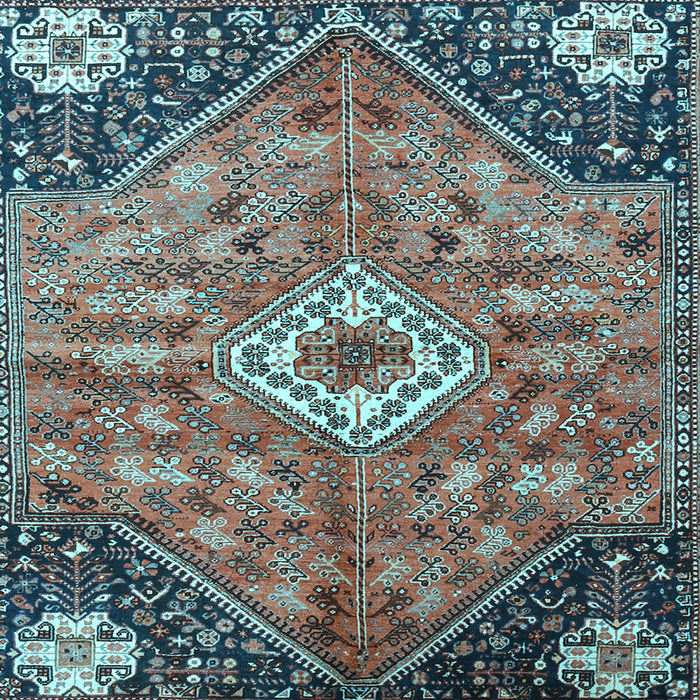 Square Machine Washable Persian Light Blue Traditional Rug, wshtr3630lblu