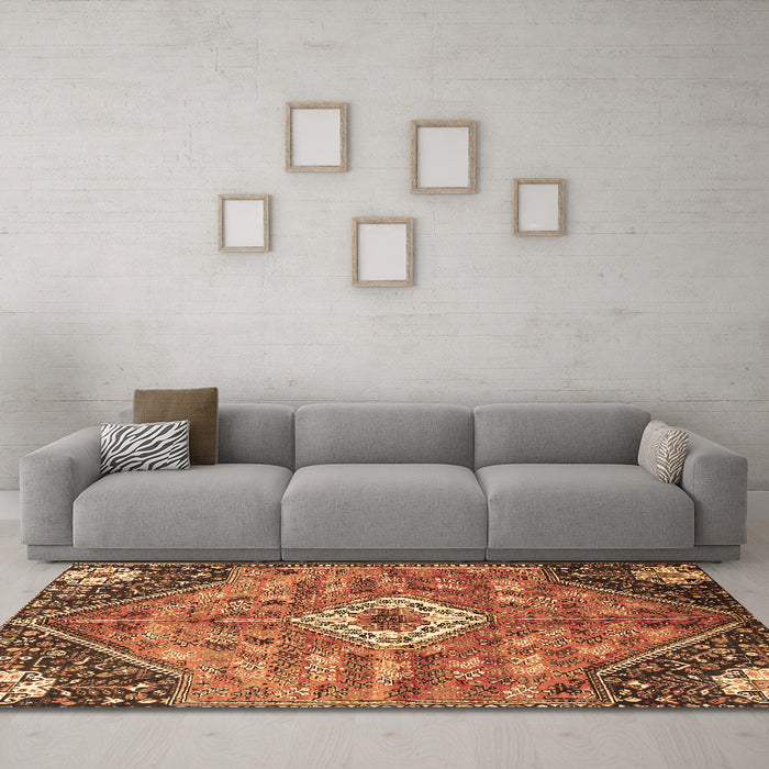 Machine Washable Persian Brown Traditional Rug in a Living Room,, wshtr3630brn