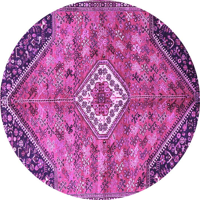 Round Machine Washable Persian Purple Traditional Area Rugs, wshtr3630pur