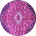 Round Machine Washable Persian Purple Traditional Area Rugs, wshtr3630pur