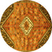 Round Machine Washable Persian Yellow Traditional Rug, wshtr3630yw