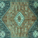 Square Machine Washable Persian Turquoise Traditional Area Rugs, wshtr3630turq