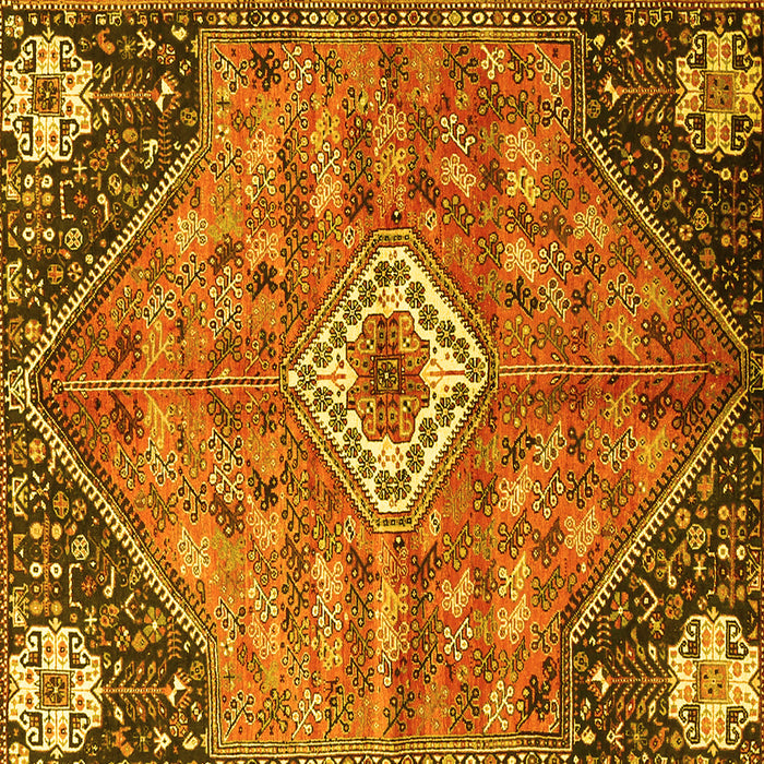 Square Machine Washable Persian Yellow Traditional Rug, wshtr3630yw