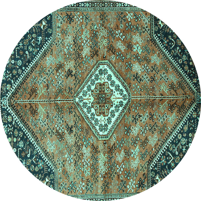 Round Persian Turquoise Traditional Rug, tr3630turq