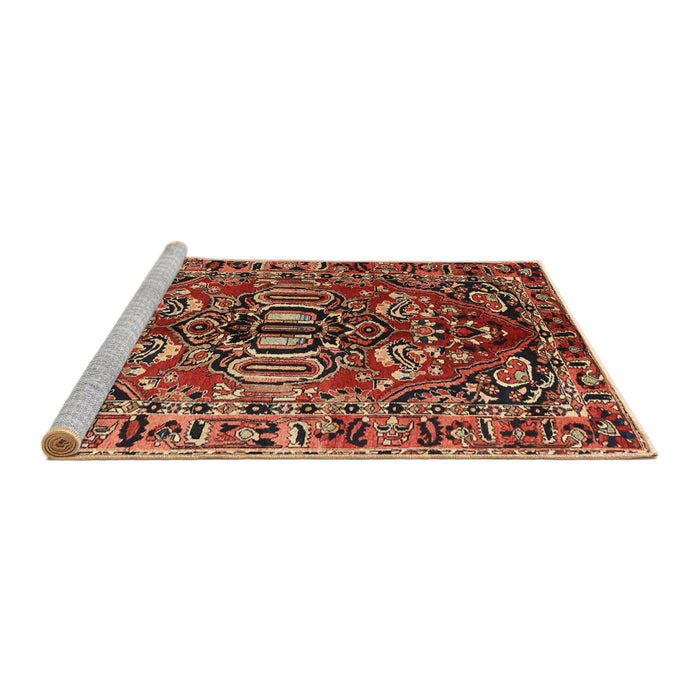 Sideview of Machine Washable Traditional Saffron Red Rug, wshtr3631