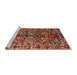 Sideview of Machine Washable Traditional Saffron Red Rug, wshtr3631