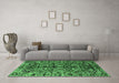 Machine Washable Persian Emerald Green Traditional Area Rugs in a Living Room,, wshtr3631emgrn