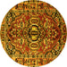 Round Persian Yellow Traditional Rug, tr3631yw