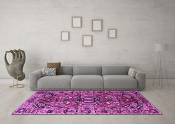 Machine Washable Persian Purple Traditional Area Rugs in a Living Room, wshtr3631pur