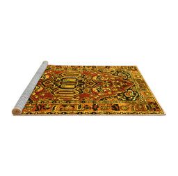 Sideview of Machine Washable Persian Yellow Traditional Rug, wshtr3631yw