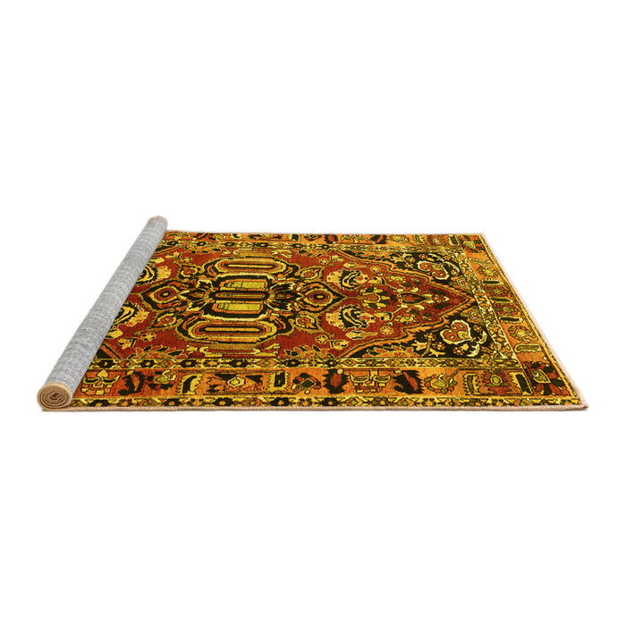 Sideview of Machine Washable Persian Yellow Traditional Rug, wshtr3631yw