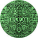 Round Persian Emerald Green Traditional Rug, tr3631emgrn