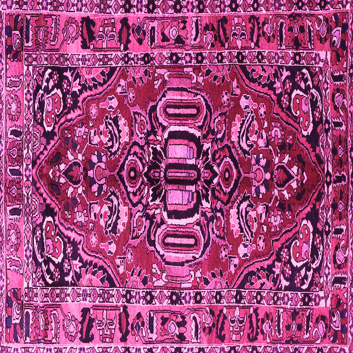 Square Machine Washable Persian Pink Traditional Rug, wshtr3631pnk
