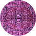 Round Persian Purple Traditional Rug, tr3631pur